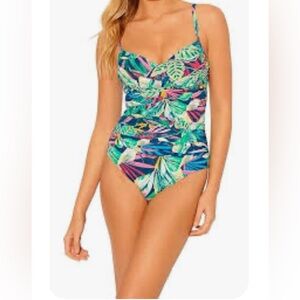 NWT Bleu Rod Beattie It’s A Jungle Out There Drape Tank Swimsuit